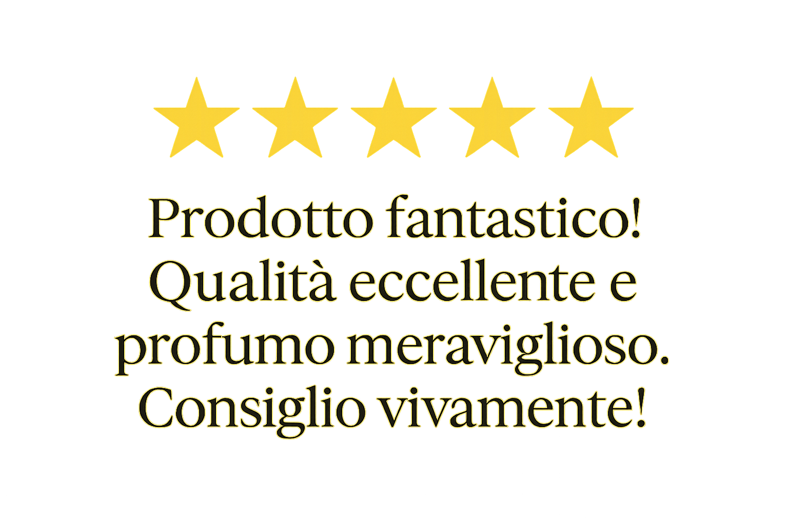 5 stelle recensione per orizzontale con un messaggio cliente con ottima recensione